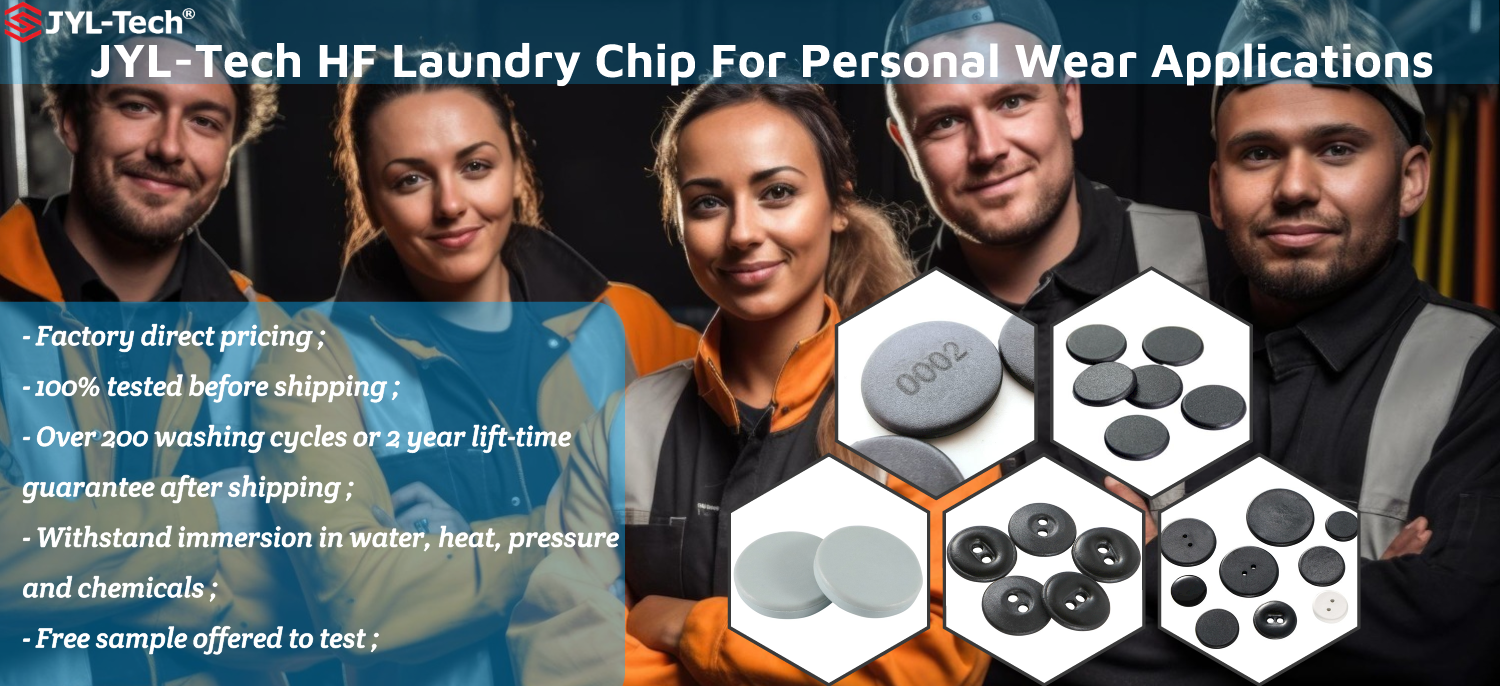 Chip de lavandería JYL-Tech HF para aplicaciones de ropa personal y todo tipo de prendas personales