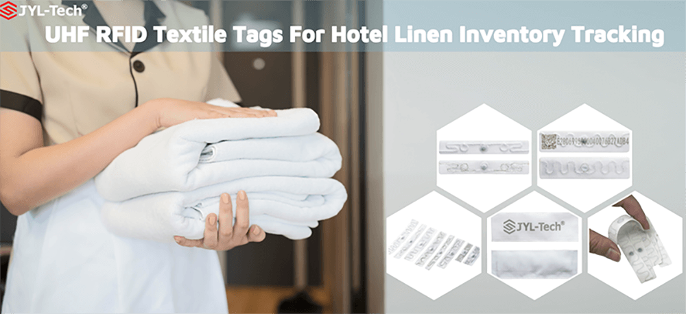 Etiquetas textiles UHF RFID para seguimiento de inventario de ropa de hotel
